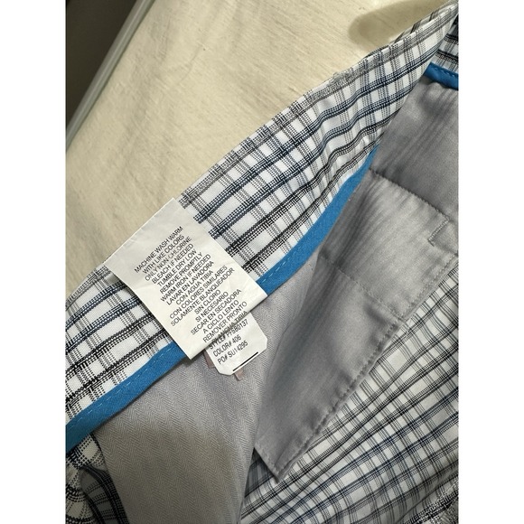 PGA Tour Golf Shorts Mens 38 BLUE BLACK CHECK Flat Front Button closure - Picture 8 of 8